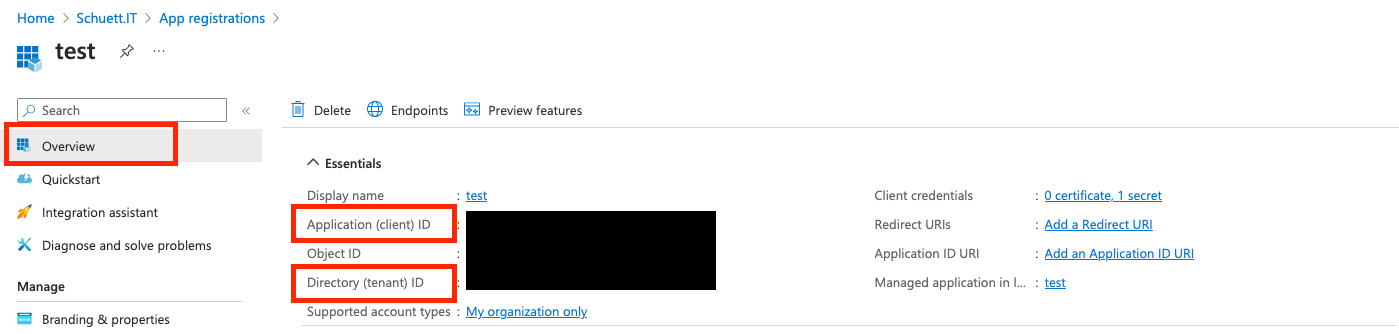 Client and Tenant ID