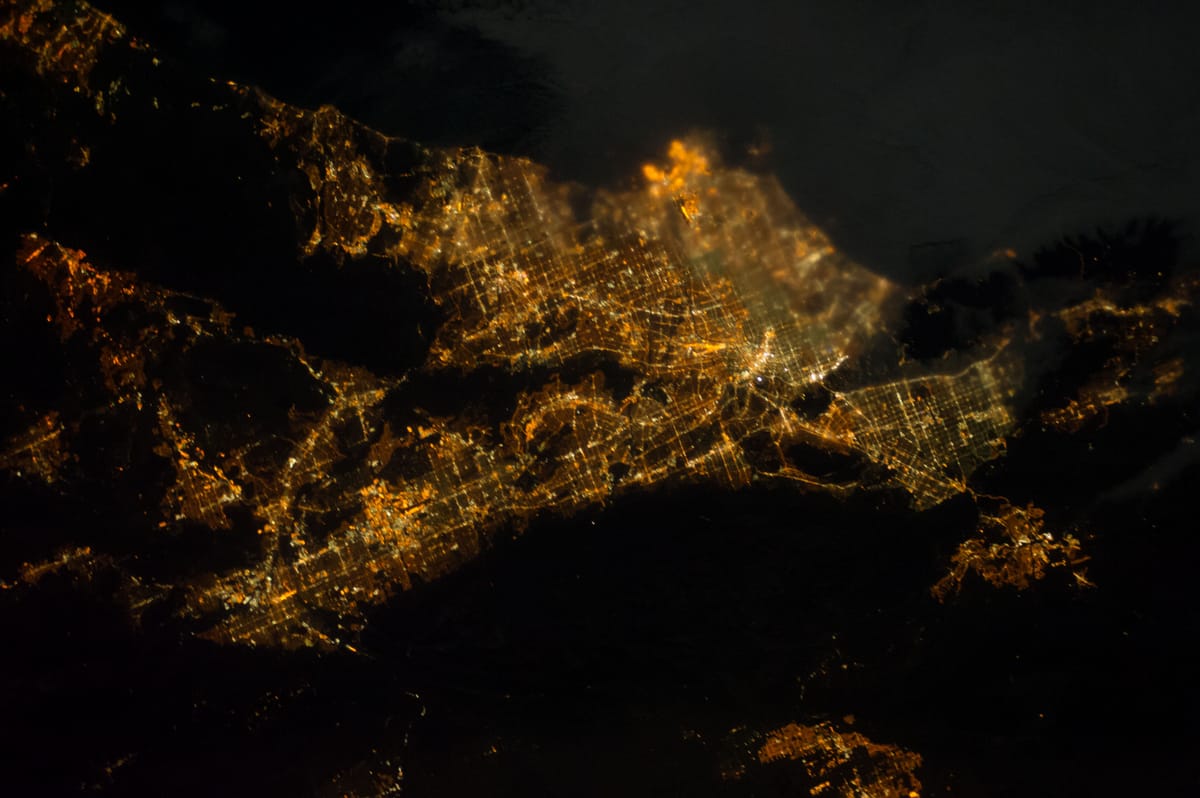 City lights at night from the ISS, California