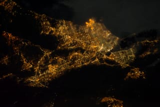 City lights at night from the ISS, California